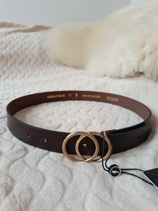 Nowy skorzany pasek Ochnik brazowy