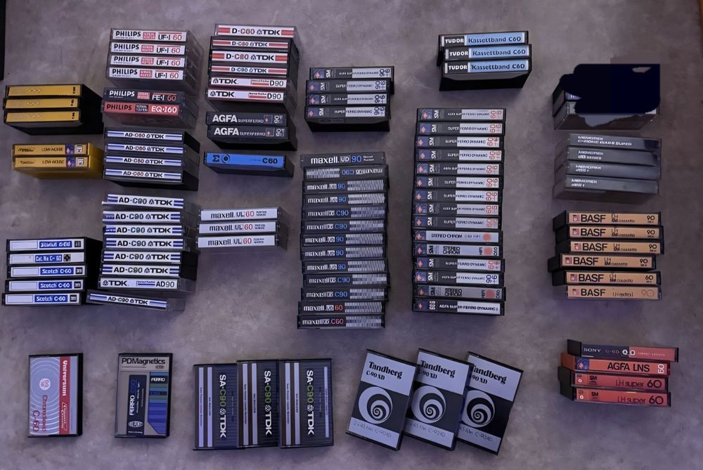 Kasety magnetofonowe 96 szt Maxell, TDK, Agfa, Basf, Philips, Memorex