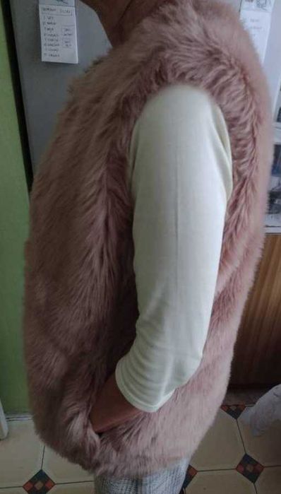 (38/M) ZARA/ Futrzana kamizelka, bezrękawnik futerko