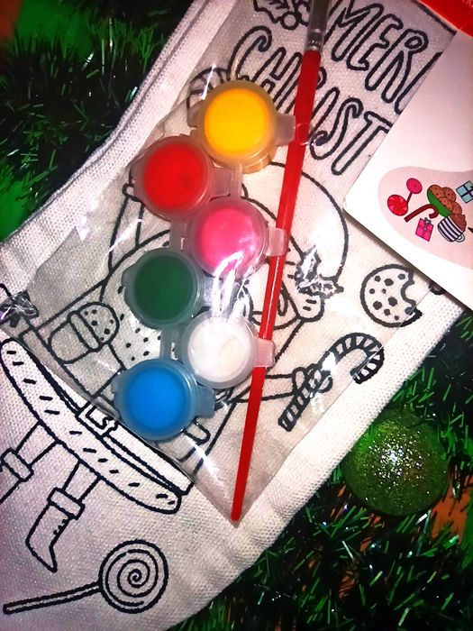 Новорічний чобіток шкарпетка новогодний носок сапожок набір творчості