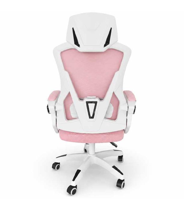 Fotel Biurowy Obrotowy Różowy Biały Ergonomiczny Mesh Regulowany