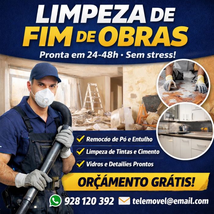 LIMPEZA DE FIM DE OBRAS – PRONTO A HABITAR EM 24–48H