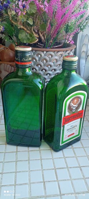 Пляшка бутылка синє, зелене скло, графин бутыль 2 л