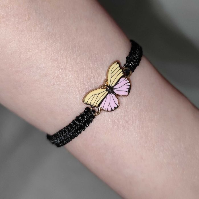 B219 Bransoletka Motyl makrama pleciona Handmade Rękodzieło