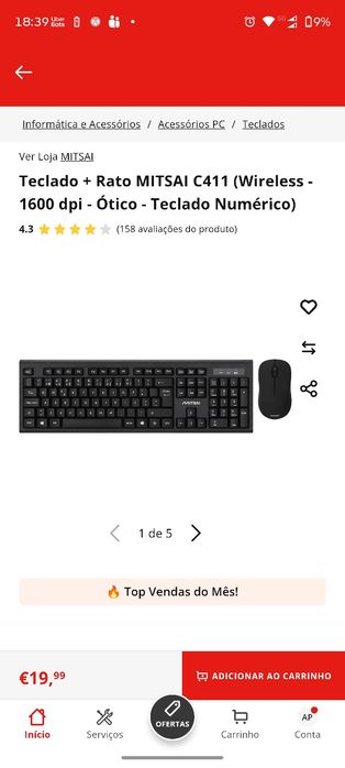 Rato e teclado sem fios MITSAI