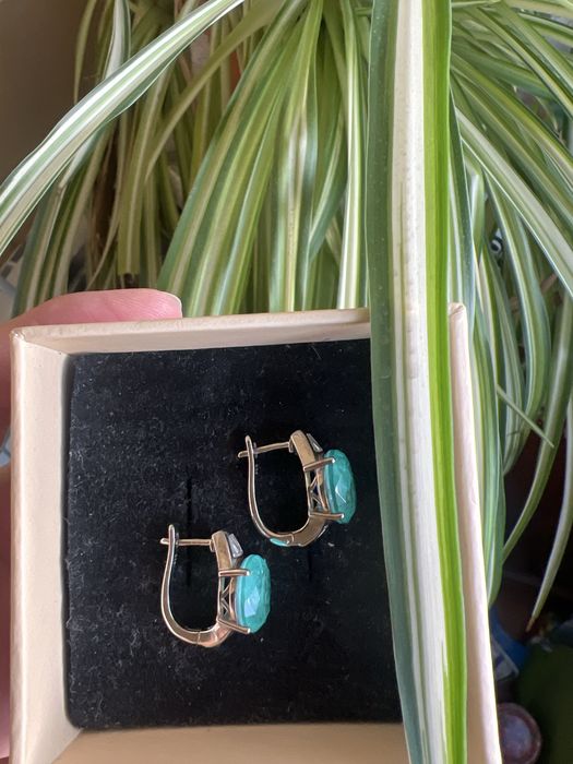 Серебрянные сережки с турмалином