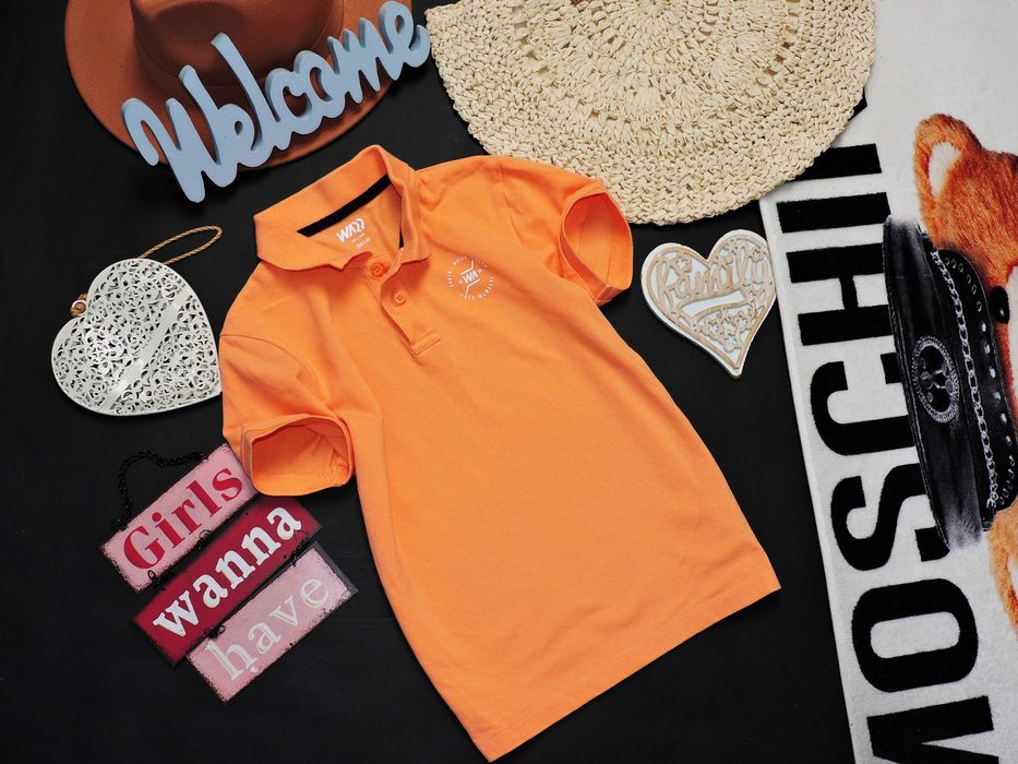 Warp - bluzeczka polo orange , logo r 134/140