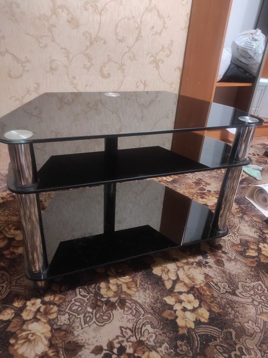 Столик, тумба під ТВ, журнальний, скляний столик, чорний, стіл