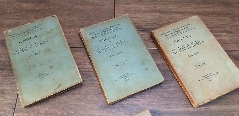 Livros antigos " Crónica de El Rei D. João I" por Fernão Lopes em 6 volumes  edição 1897/8