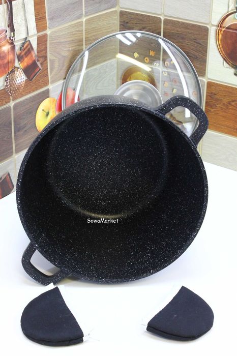 Garnek Brytfanna Wysoki Kociołek Marmur 6,5L 24CM EliteHoff E7013