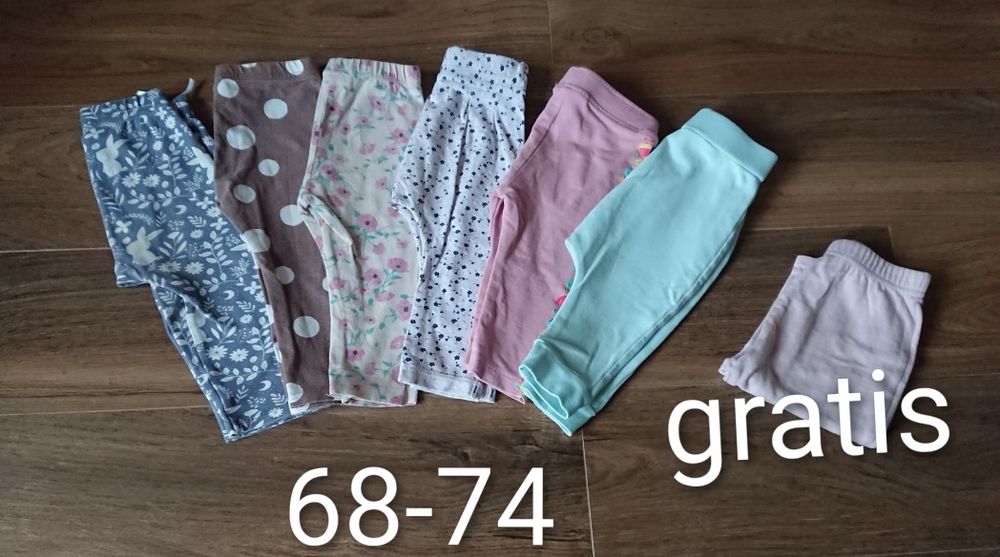 Spodnie 7szt +1szt gratis dla dziewczynki rozmiar 68-74
