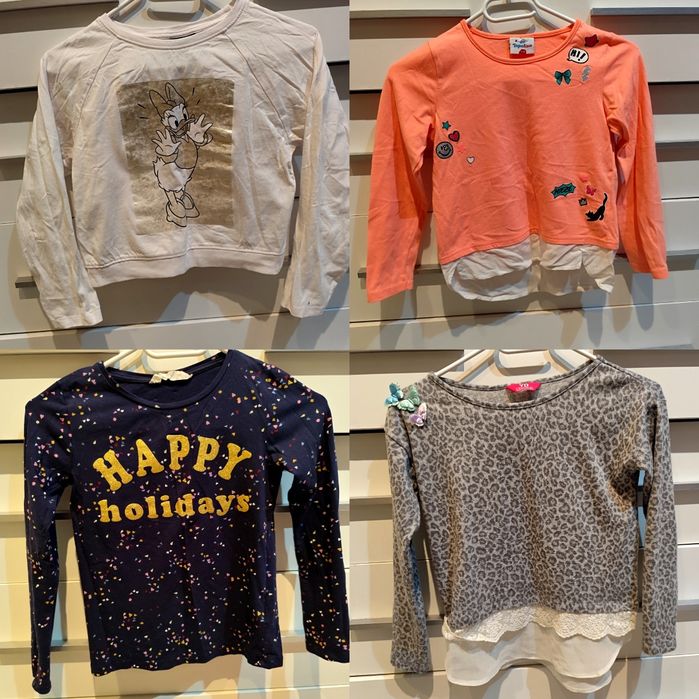 Paka zestaw ubrań dla dziewczynki 128 134 bluzki