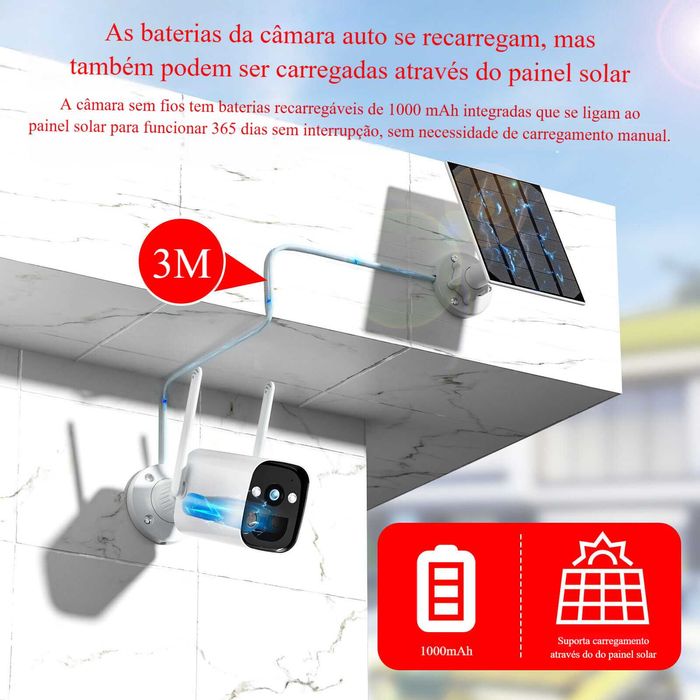 Kit Vigilância 3MP WiFi * Visão Noturna * Áudio e Deteção PIR