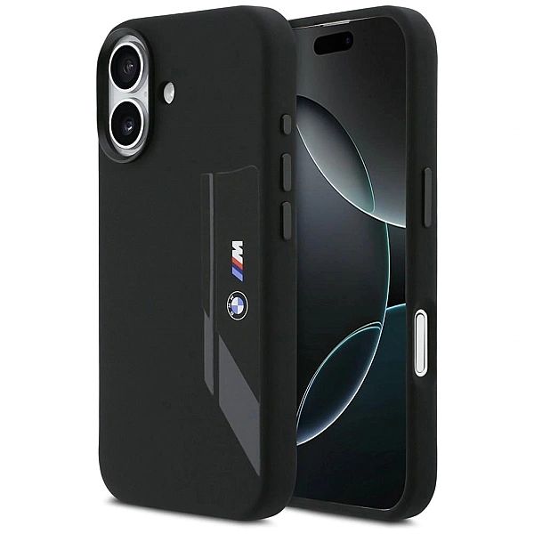 Etui BMW M Silicon Vertical Logo MagSafe na iPhone 17 - czarne