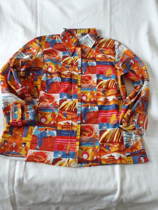 LUXPOL koszula damska z nadrukiem w stylu japońskim PRL lata 70.