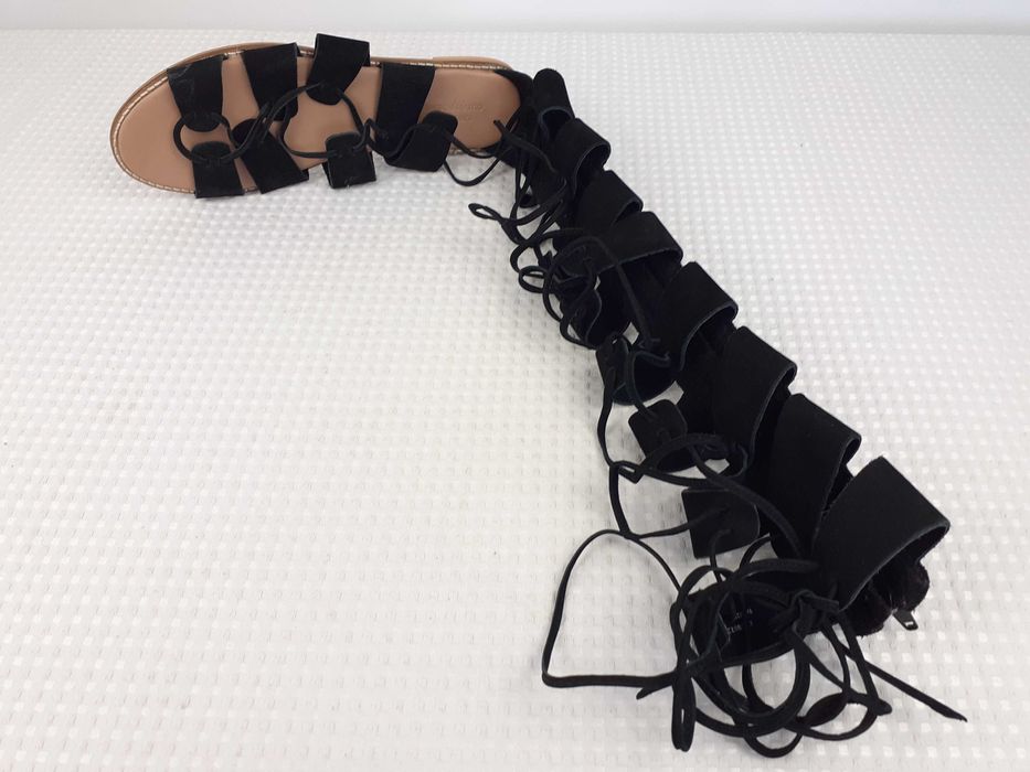 buty czarne zamszowe rzymianki gladiatorki
