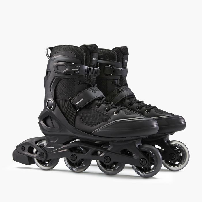 Patins em Linha Adulto FIT100 Preto/Prateado