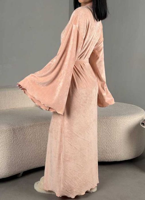 Длинный велюровый халат женский жіночий, приятный к телу