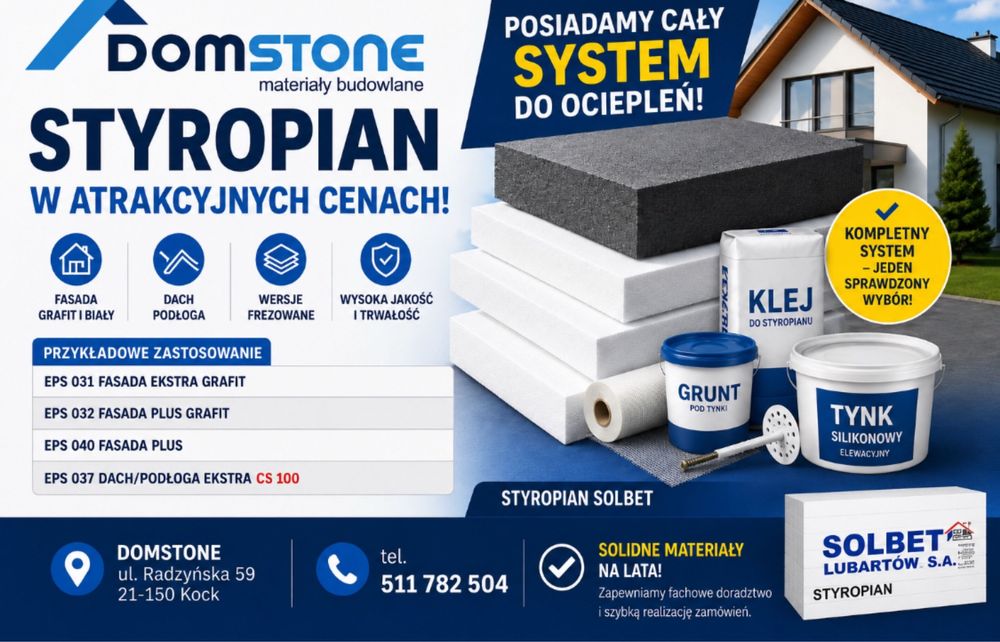 Styropian solbet fasada biały grafit dach podłoga