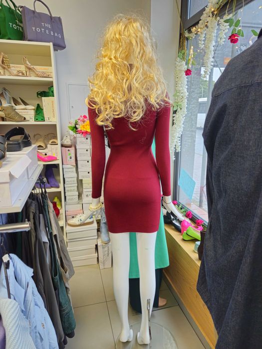 Sukienka mini, dzianina bordowa M/L Italy !!!