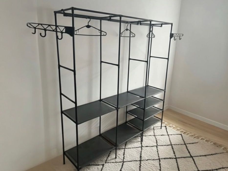 XXL Metalowy wieszak stojący garderoba z półkami szafa na ubrania NOWY