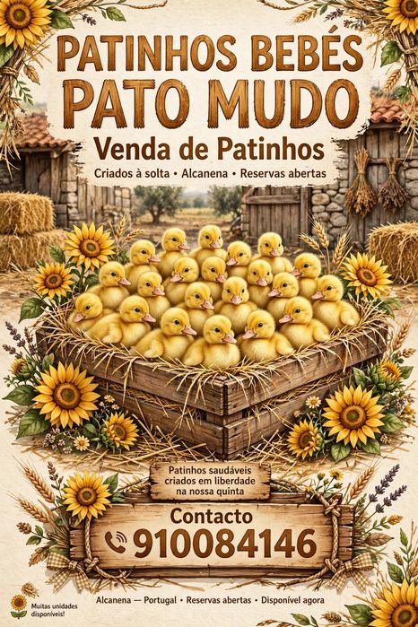 Patos mudos com 1 semana e com 1 mes