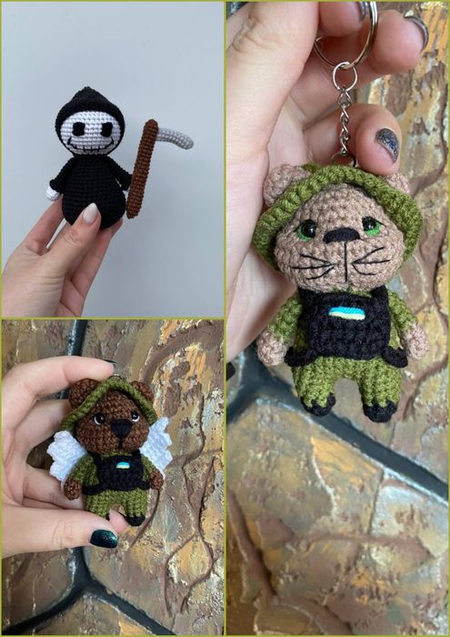 Оберіг військового ЗСУ, брелок талісман Кіт/Ведмеди з написом