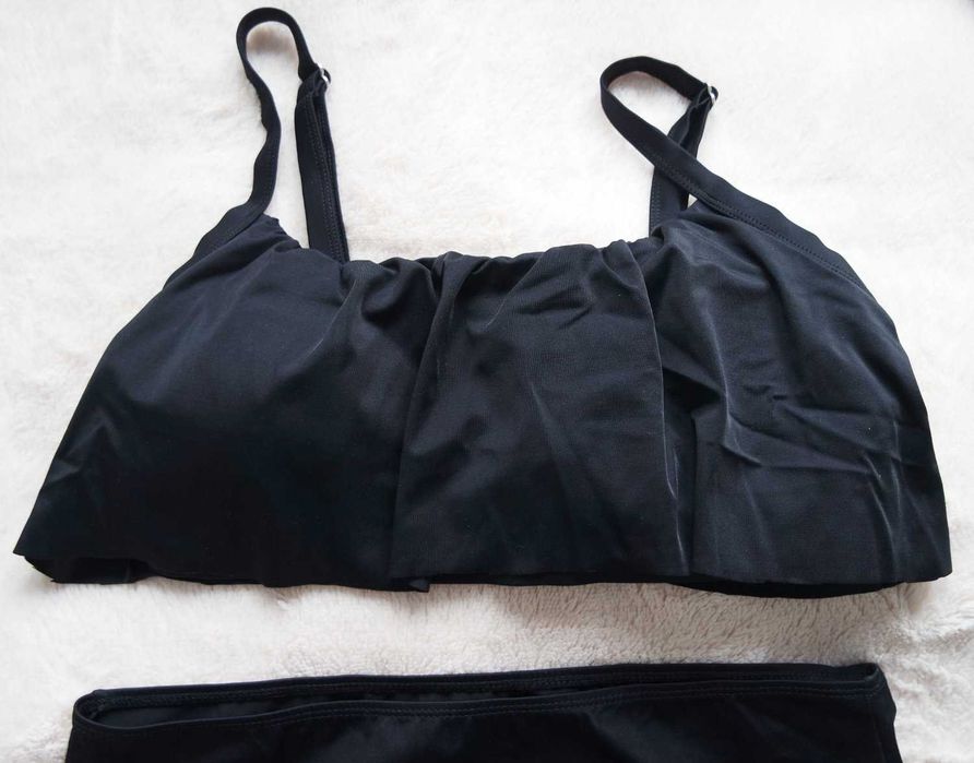 Strój kąpielowy dwuczęściowy bonprix NOWY 42 czarny falbana bikini