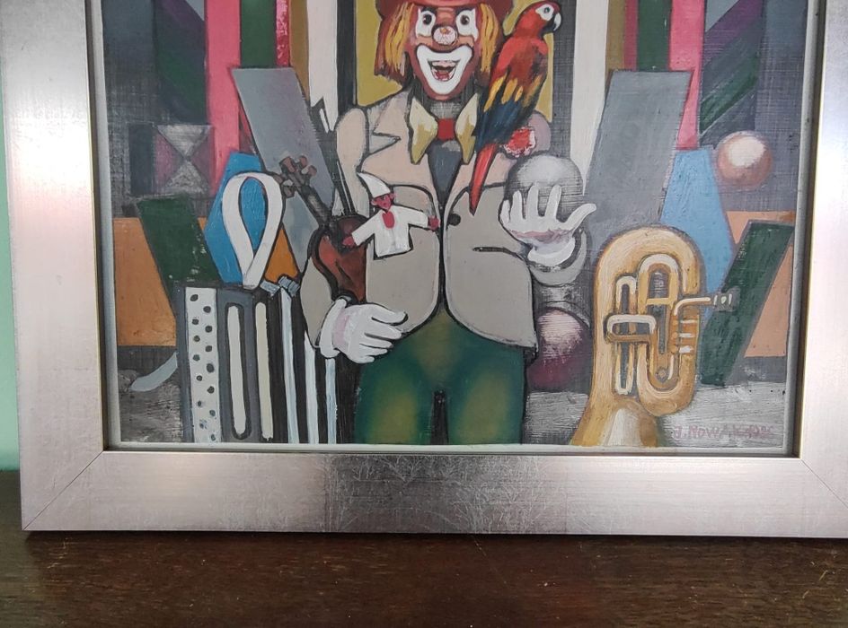 Jan NOWAK (Tychy) - Obraz "CYRK VIII" 1986 r. (40x40 cm)