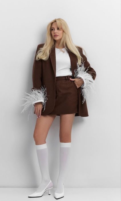 Костюм коричневий шоколадний спідниця піджак fashionista coosh cher