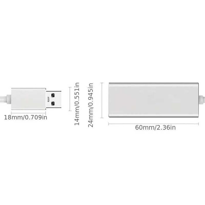 Adaptador de rede USB para Ethernet de 100 Mbps RJ45