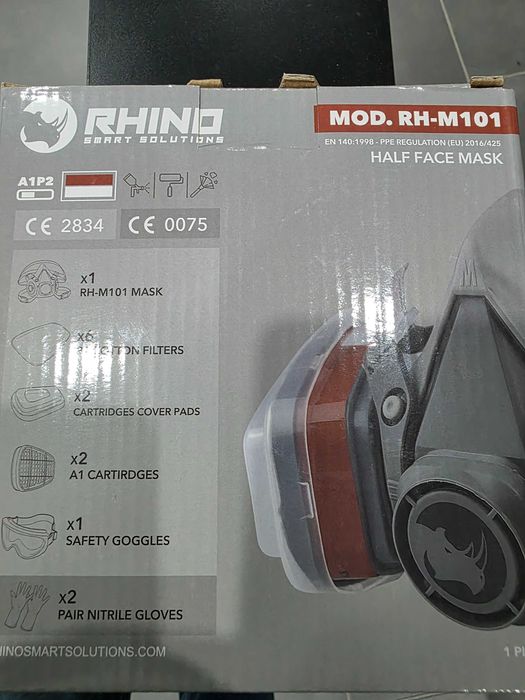 Kit Máscara Respiratória Rhino RH-M101 A1P2 + Óculos (Novo/Selado)
