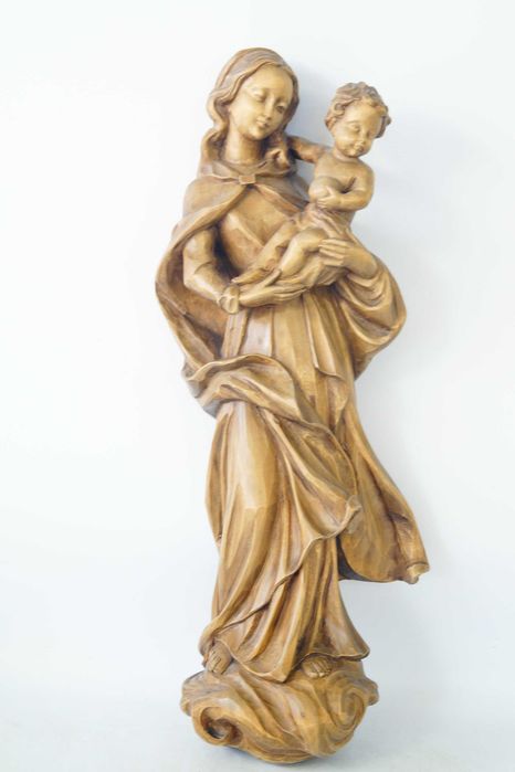 Matka Boska Z Dzieciątkiem figura drewniana Maryja 55 cm