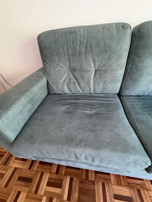 Sofá 3 Lugares "Jade" Verde Água (Feira dos Sofás) – Ótimo Estado