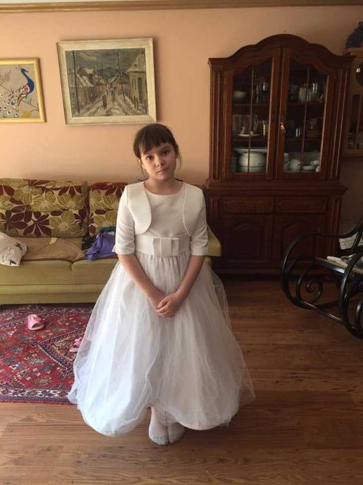 sukienka komunijna   Miss Caroline bez rękawów z bolerkiem-aktualne