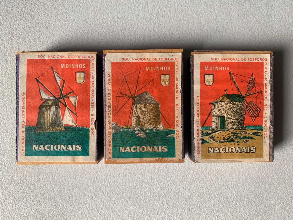 Conjunto de 3 Caixas de Fósforos Antigas - Moinhos Nacionais