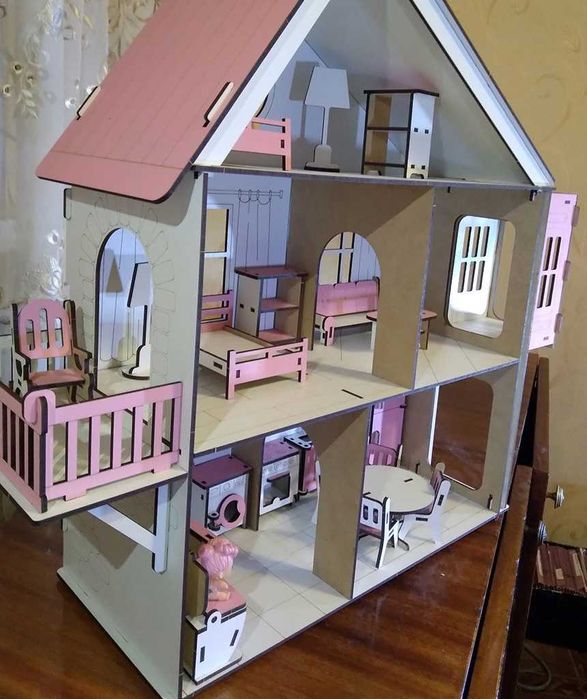 Будиночок ляльок - з меблями ліфт + балкон ХДФ Ляльковий будинок