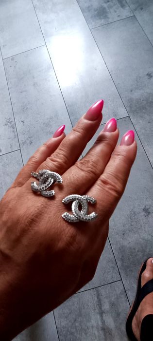 Kolczyki Chanel srebrne cyrkonie