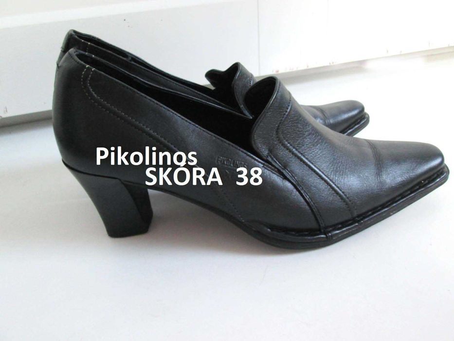 Pikolinos czarne skórzane buty pólbuty skóra 38