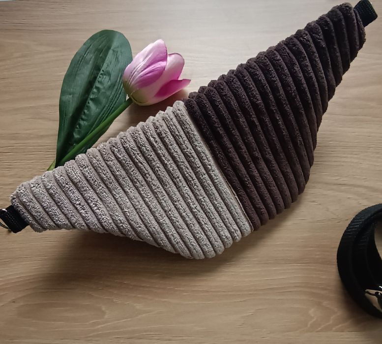 Nerka torebka saszetka beżowo-brązowa patchwork handmade