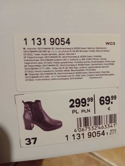 Buty botki skórzane damskie 5thAvenue na obcasie rozm.37