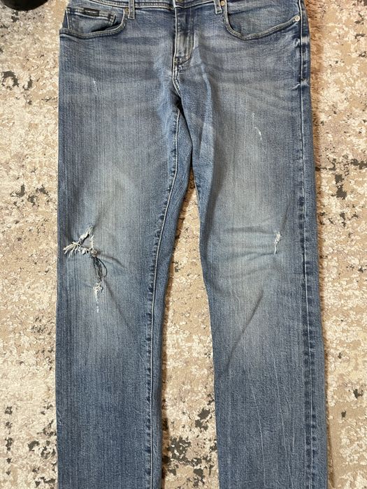 Jeansy z przetarciami meskie slim fit armani exchange selvedge