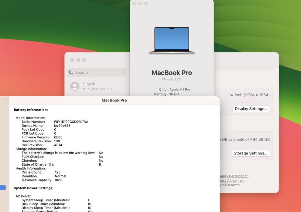 Apple Macbook Pro 14 2021 M1 Pro 16GB RAM 512GB SSD Silver IL6902