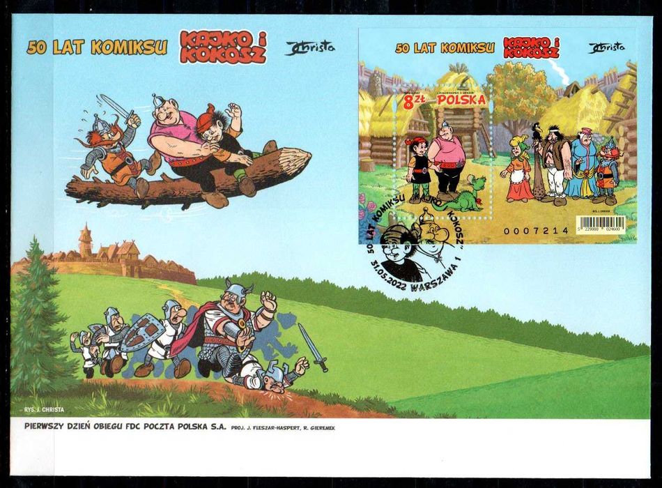 Znaczki Polska 2012 rok komiks Kajko i Kokosz Koperta FDC bajki