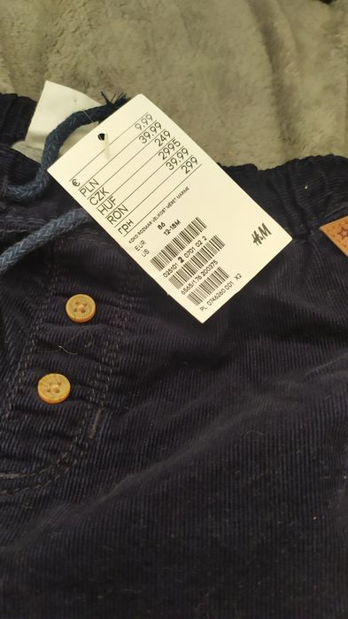 Nowe ocieplane spodnie sztruksowe firmy H&M 86