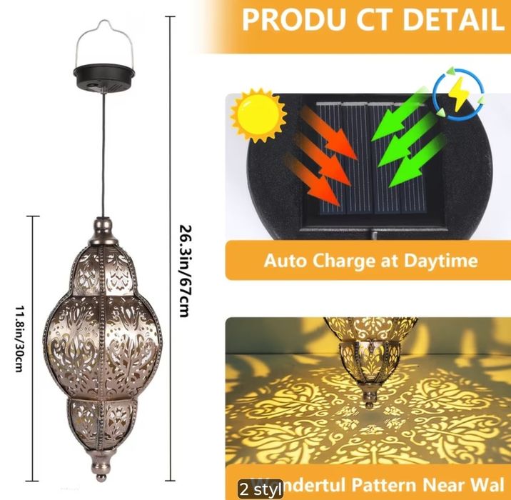 Piękna lampa solarne w stylu Marokańskim