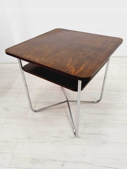 Stolik Art Deco Bauhaus Jindrich Halabala Chrom