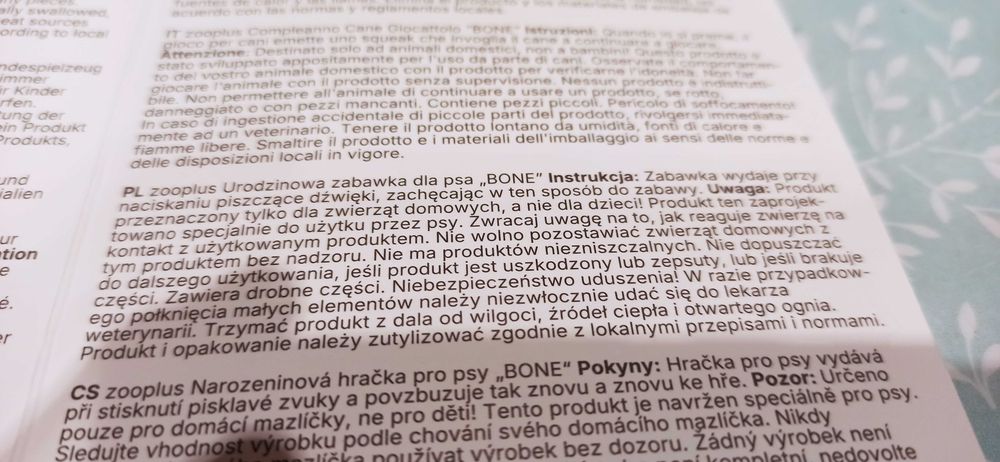 Pluszowa kość z piszczałką dla psa