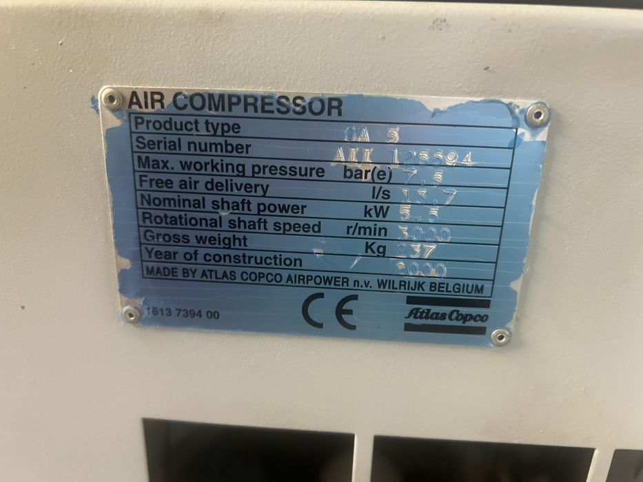 Kompresor sprężarka śrubowa ATLAS COPCO GA5