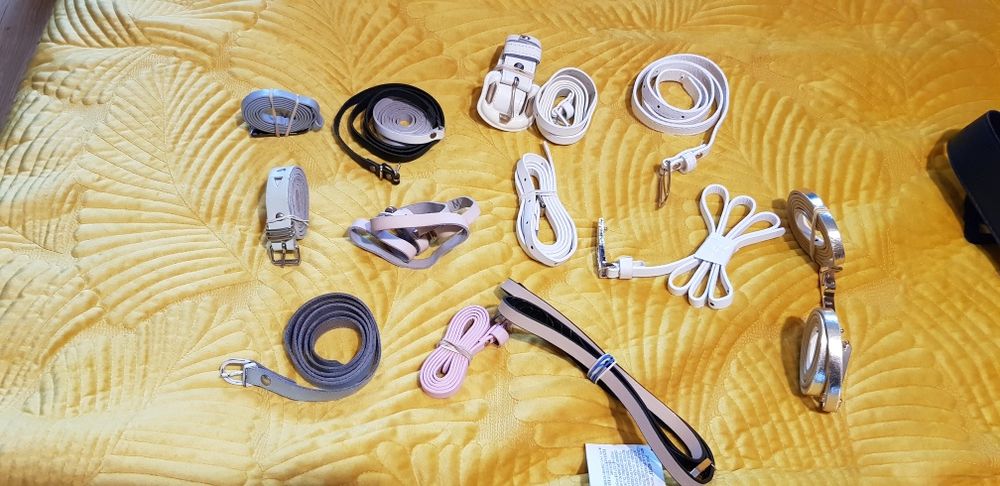 Pasek do spodni spódnicy czarny skórzany eco klamra czerwony złoty bra